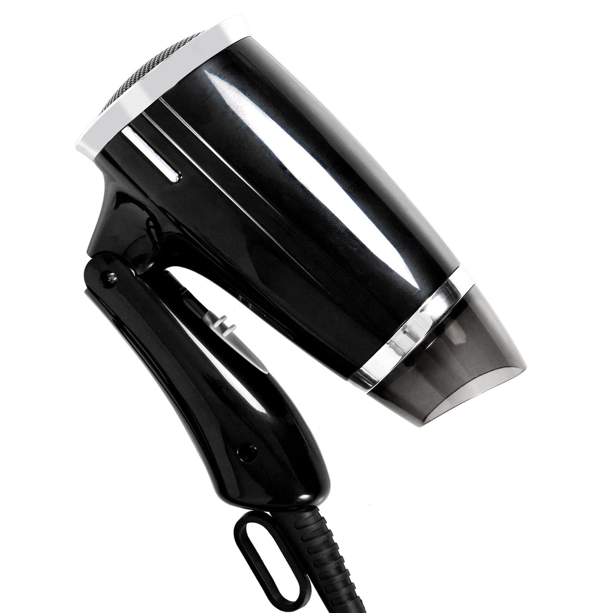 Juisee Compact Folding Hair Dryer - Portable, Low Noise, 3 Heat Settings, Tourmaline Ceramic, Black