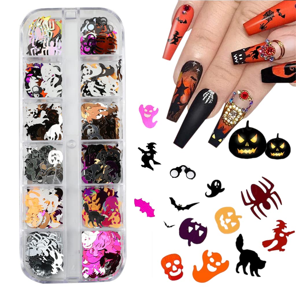 CHANGAR Halloween Nail Art Glitters - Holographic Sequins for Nail, Face & Body Decor