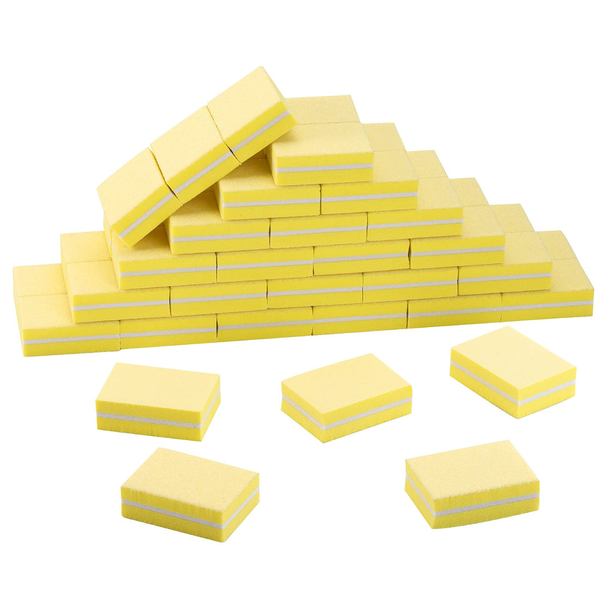 acDesign 50 Pcs Yellow Mini Nail Buffers 180/100 Grit for Professional Nail Care