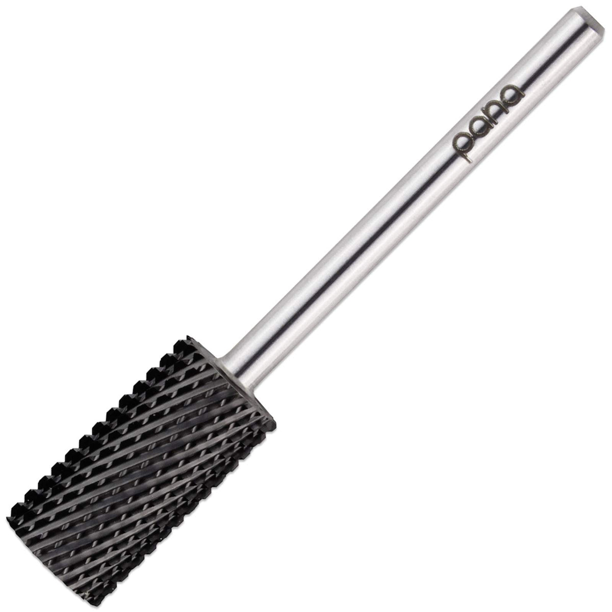 Pana Flat Top Large Barrel Silver Carbide Nail Drill Bit - 3/32&quot; Shank, Coarse, Dlc Black