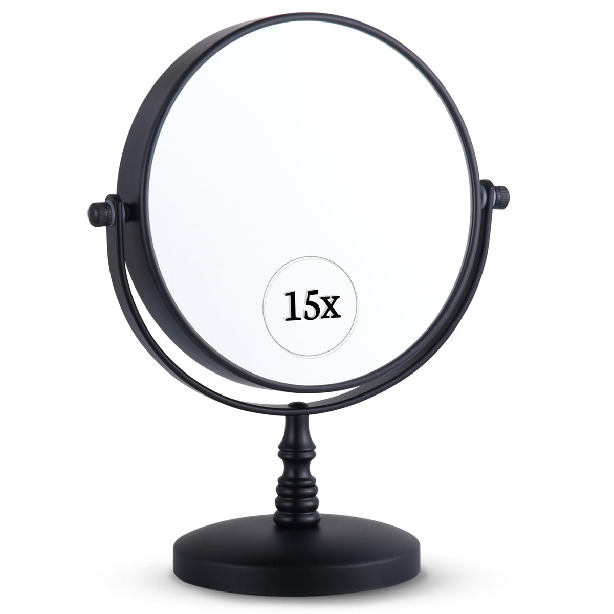 Mirrorvana 15X Magnifying Tabletop Mirror - Dual Sided 6&quot; Wide For Desk & Bathroom - Black