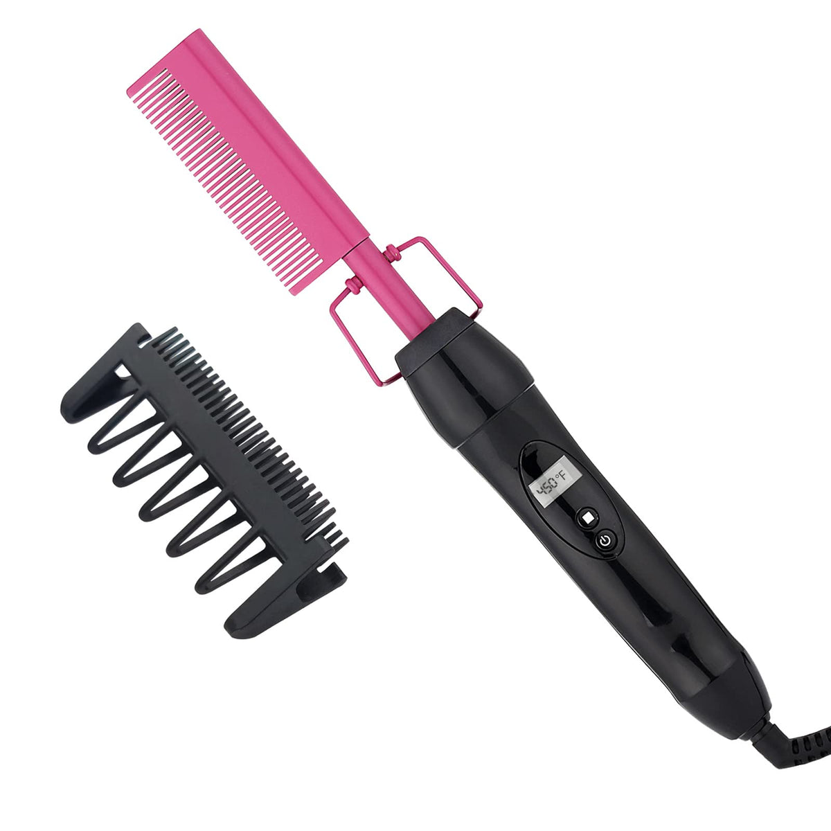 Homfu Electric Hot Comb Straightener - Ceramic Curling Brush For Natural Black Hair, Anti-Scald