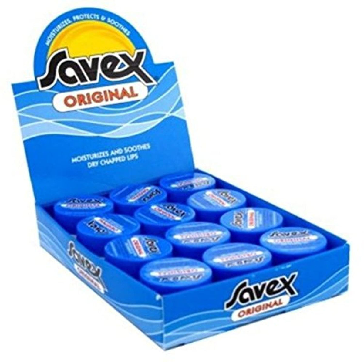 Savex Lip Balm Original 0.25 Oz - 12 Count Pack For Moisturized Lips And Protection