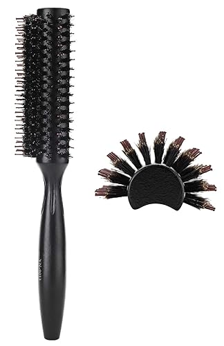 PERFEHAIR Natural Boar & Nylon Bristle Round Blow Drying Hair Brush for Wavy & Curly Hair