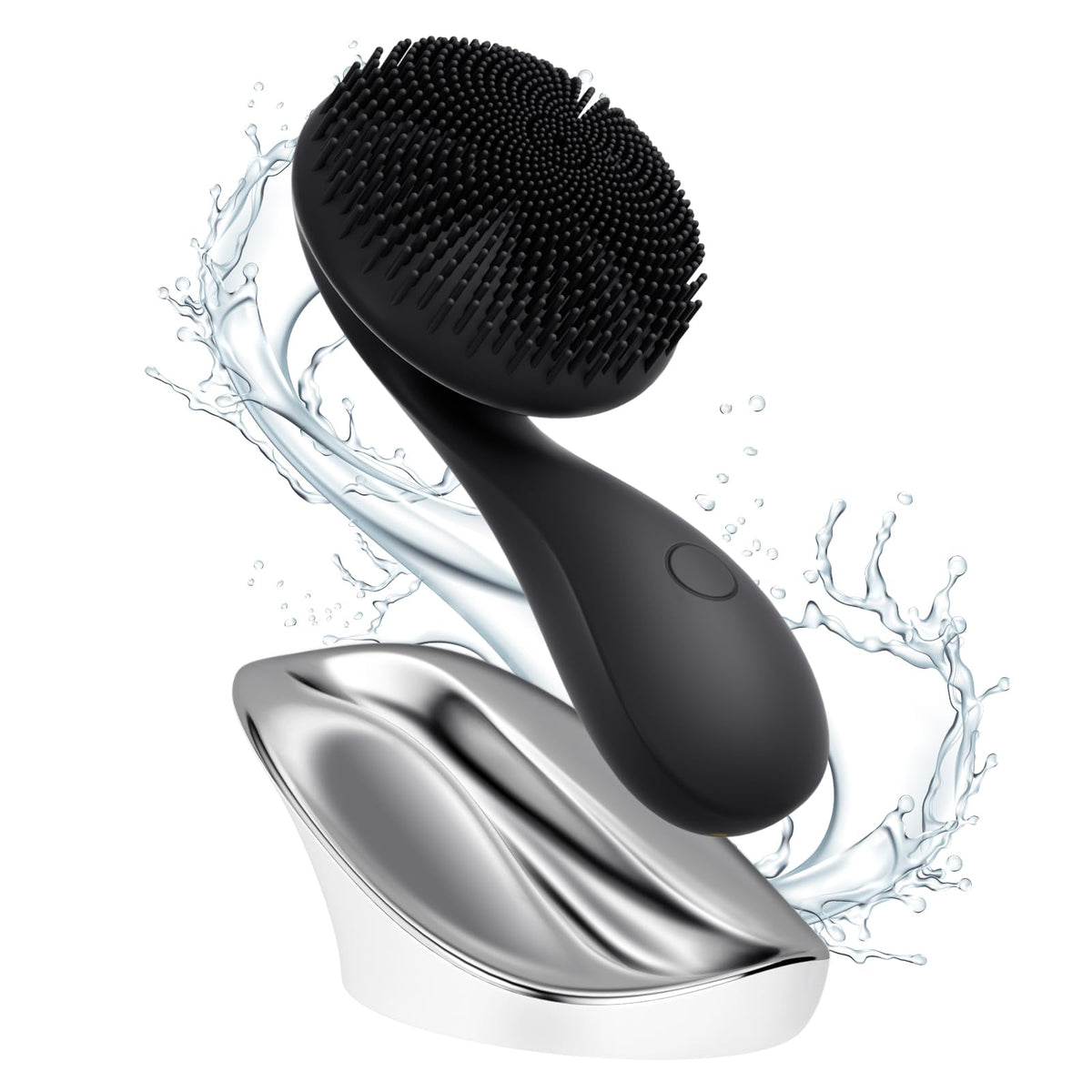 Ccigedy 2 In 1 Facial Cleansing Brush, Waterproof Silicone Scrubber With Rotating Magnetic Beads