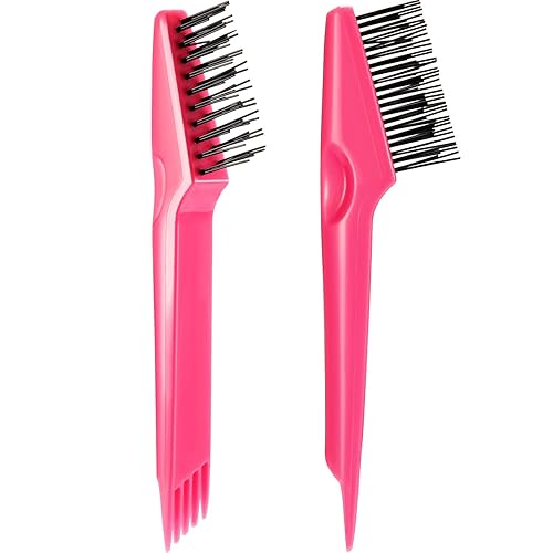 Yaomiao 2-in-1 Hair Brush Cleaner Tool - Pink, Nylon & Plastic, Removes Hair & Dirt, Salon Use