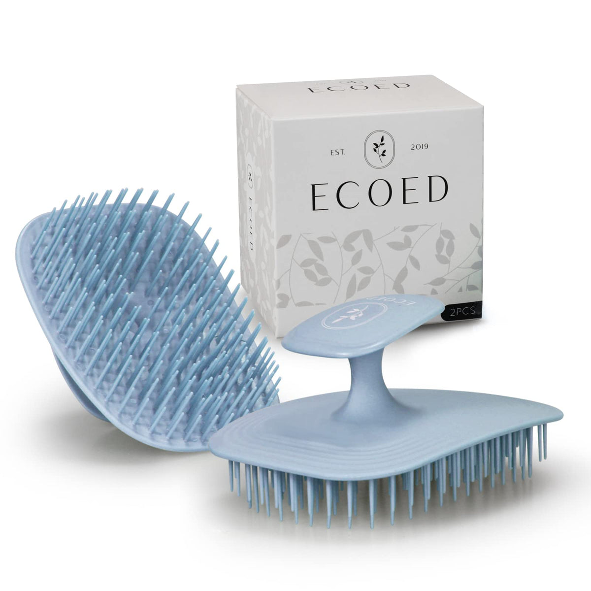 Ecoed Scalp Massager Shampoo Brush - 2Pc Scalp Scrubber For Dandruff Care, Blue