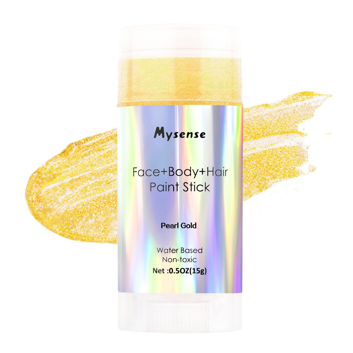 Mysense Pearl Gold Face & Body Paint Stick - Washable Metallic Hair Color For Halloween & Cosplay