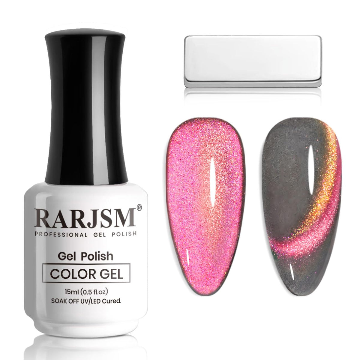 Rarjsm Cat Eye Gel Nail Polish Aurora Orange Purple 15Ml - Reflective Shimmer, Uv Led Curing