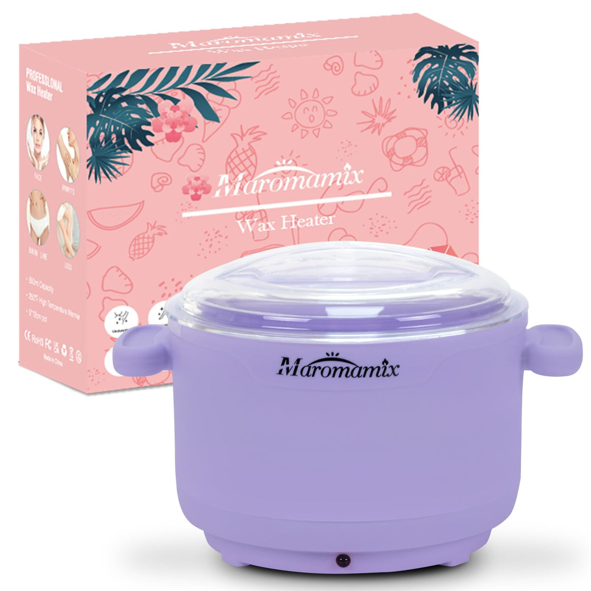 Maromamix Purple Silicone Wax Warmer - Portable Electric Heater For Hair Removal, Fast Heating