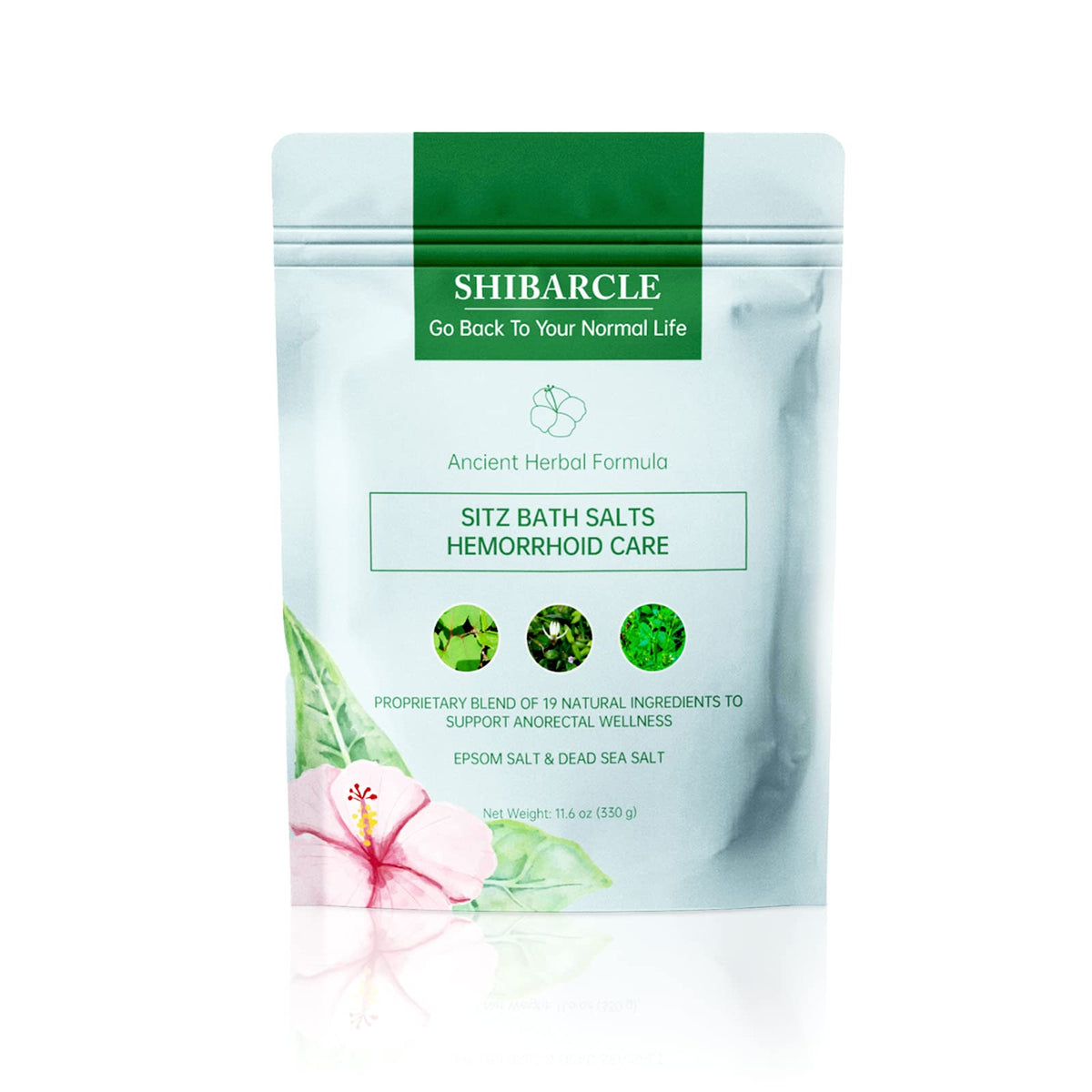 Shibarcle Sitz Bath For Hemorrhoids - Herbal Epsom & Dead Sea Salt Formula, 11.6 Oz