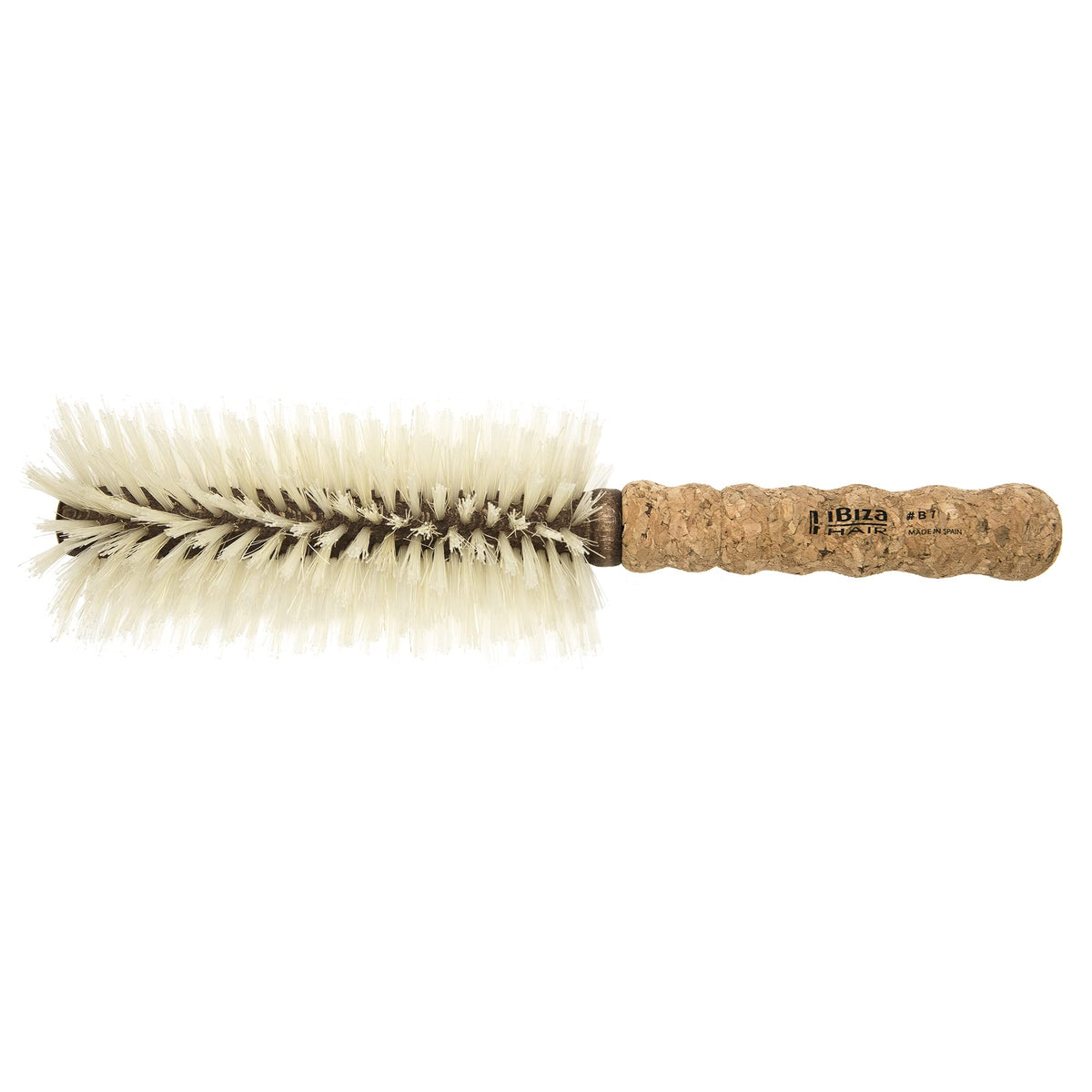 Ibiza Hair B7 Round Boar Hair Brush, 70mm, Blonde Bristles, Cork Handle for Fine Hair & Curls