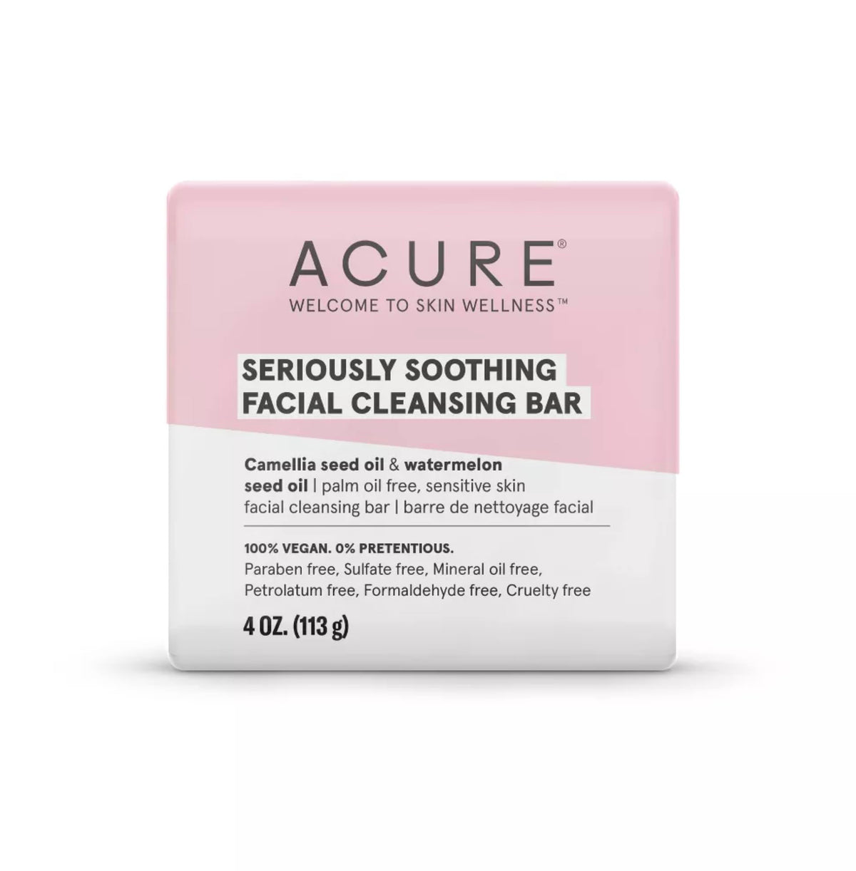 Acure Soothing Facial Cleansing Bar With Camellia & Watermelon Seed Oil - 4 Oz