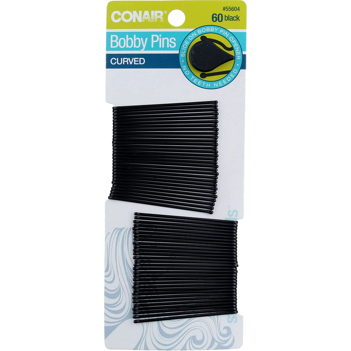 Conair Curve Black Bobby Pins, 60 Count - Durable Hair Accessories For Stylish Updos