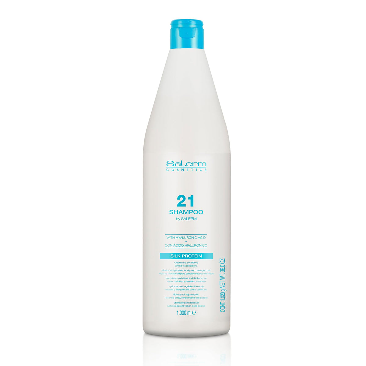 Salerm Hydrating Shampoo 21 With Silk Proteins For Dry Damaged Hair - 1000 Ml