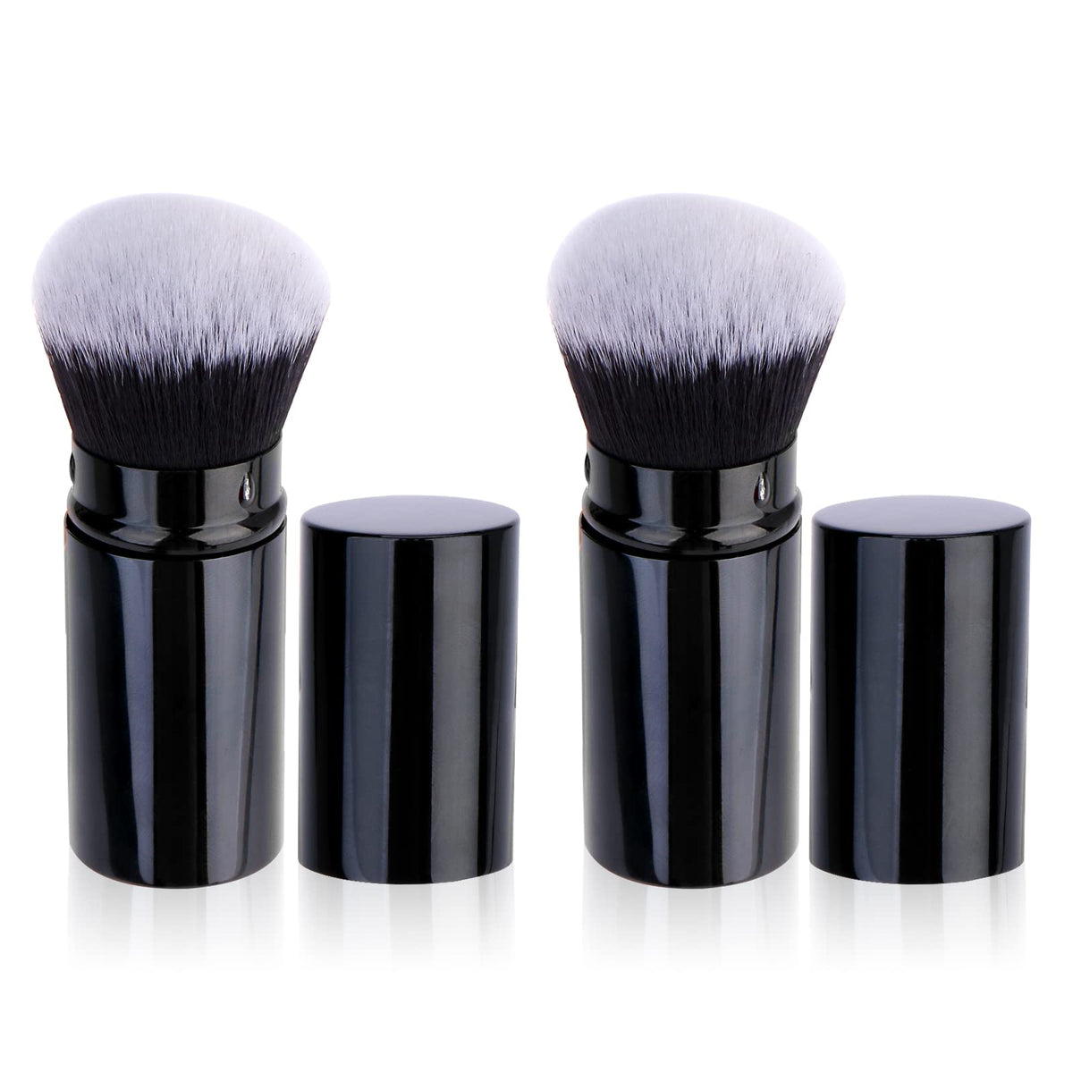 Unimeix Retractable Kabuki Foundation Brush For Liquid Makeup & Sunscreen - 2 Pack, Black