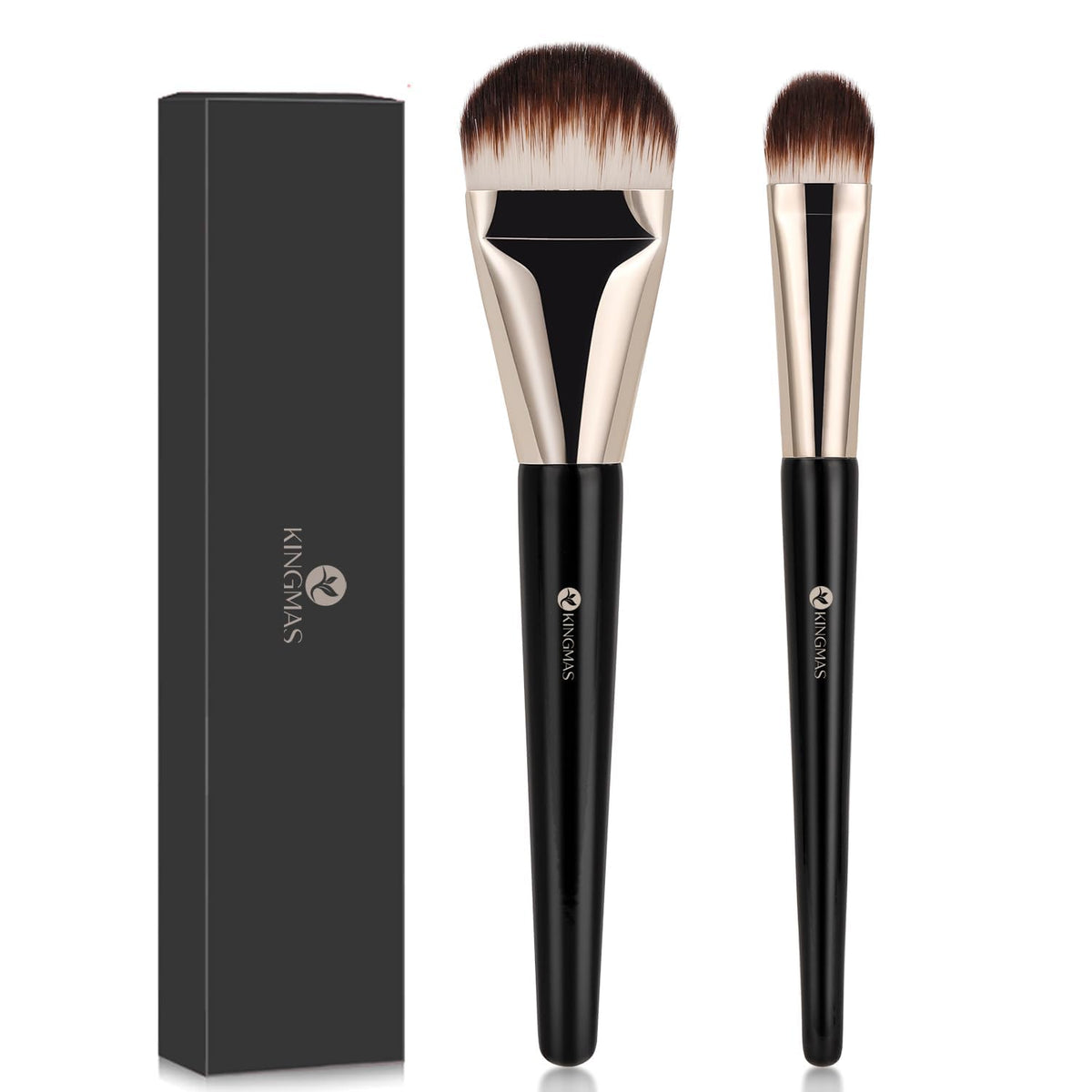 Kingmas Foundation Makeup Brush Set - 2Pcs Premium Concealer & Contour Brushes For Flawless Finish