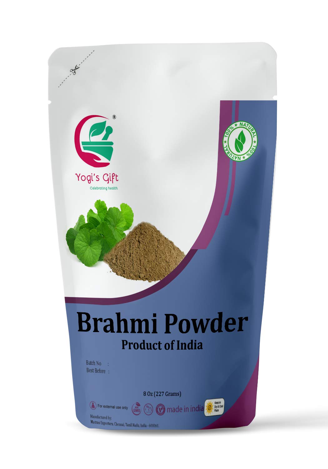 Yogi’S Gift Brahmi Powder 8 Oz - Natural Hair Growth Booster & Scalp Nourishing Mask