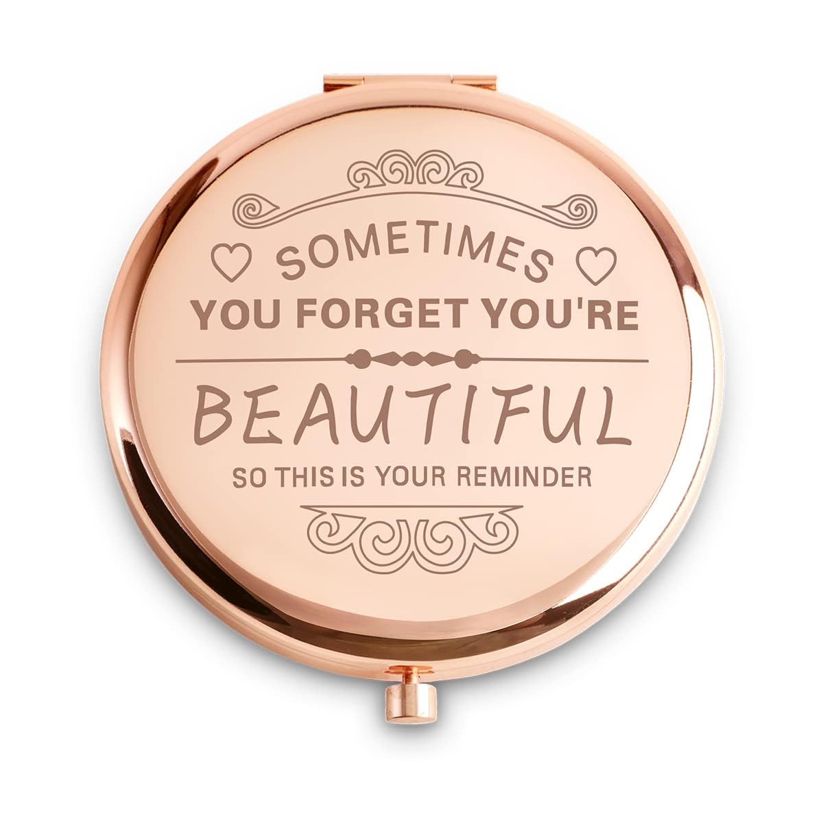 Qustgo Personalized Compact Mirror - Inspirational Gift For Women, Teens & Moms - &quot;You Are Beautiful&quot;