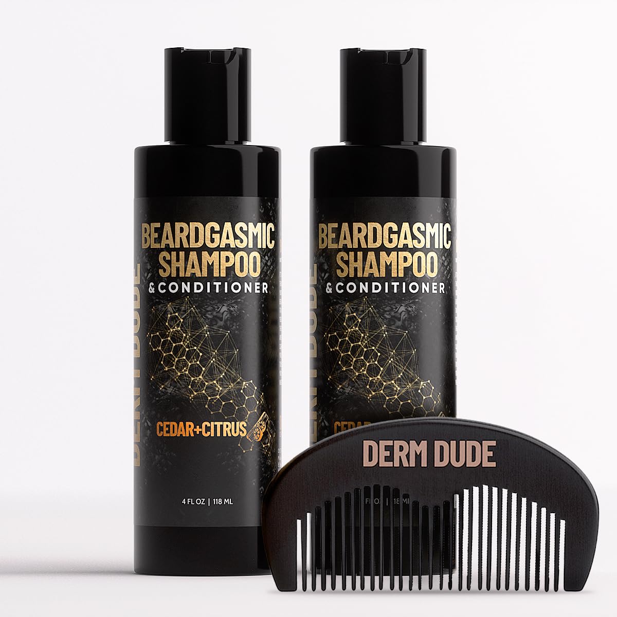 Derm Dude Beardgasmic 2-In-1 Shampoo & Conditioner, Sunflower Oil & Sweet Orange, 4 Fl Oz, 