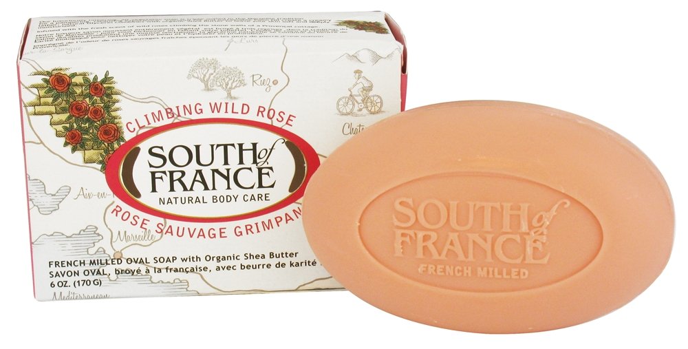 South Of France Climbing Wild Rose Bar Soap, 6 Ounce - Moisturizing Natural Cleanser