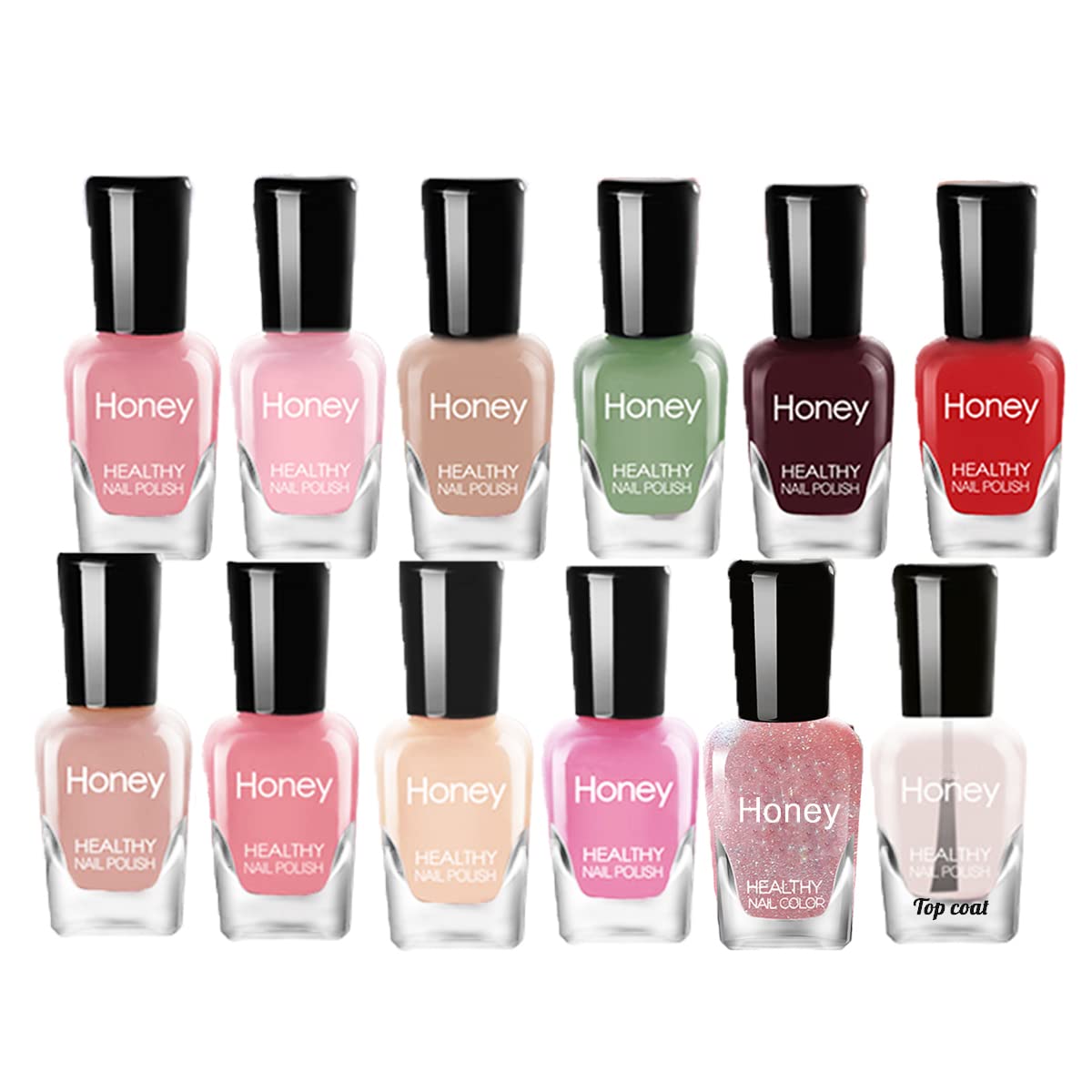 Tophany Non-Toxic Nail Polish Set - Eco-Friendly Peel Off, Fast Dry (12 Bottles, 5Ml)