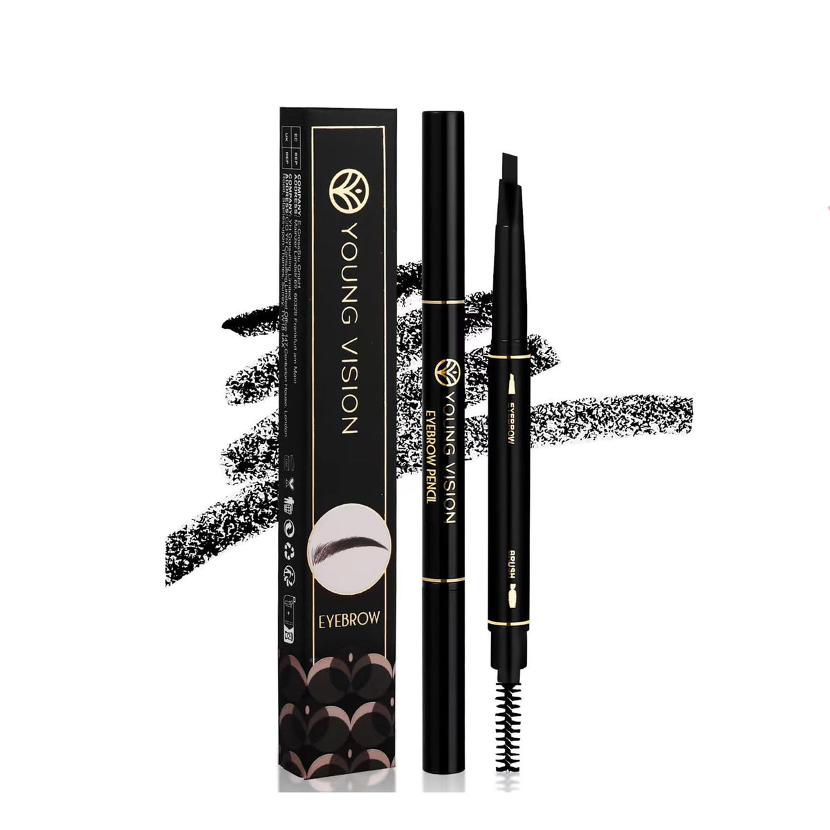 Amako Waterproof Twin Eyebrow Pencil Duo - Smudge-Proof, Triangle, 03#Brown, 1.06Oz