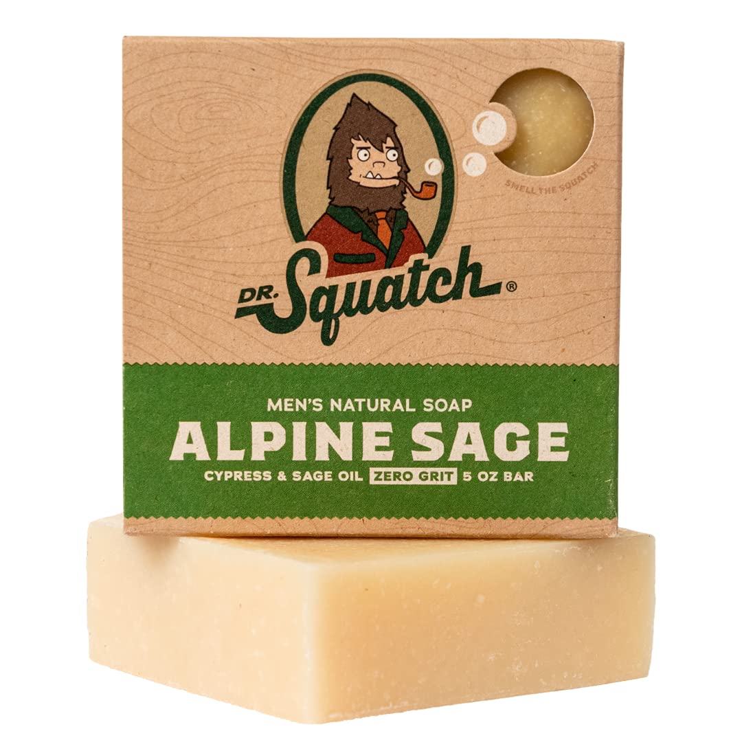 Dr. Squatch All Natural Bar Soap For Men, Alpine Sage, 5 Ounce, Zero Grit