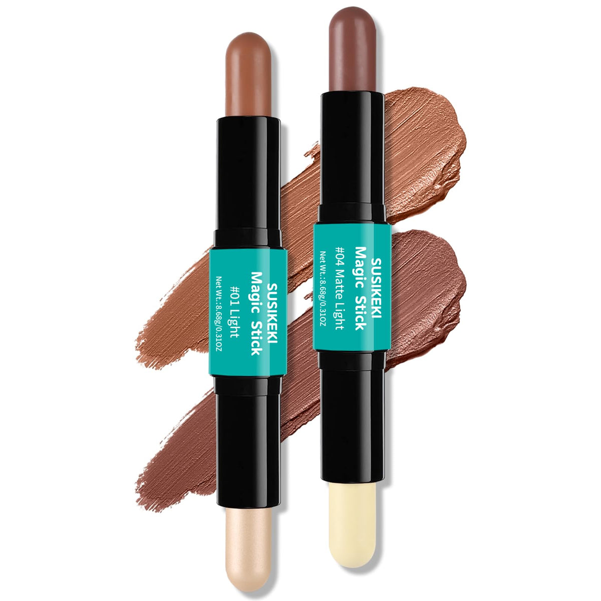 Susikeki Dual-Ended Contour & Highlighter Stick Set - Waterproof Makeup For All Skin Tones