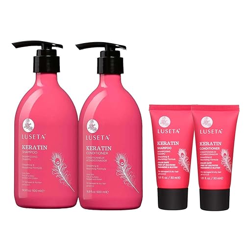 L Luseta Keratin Shampoo & Conditioner Set For Color Treated Hair, 2X16.9 Fl Oz + 2X