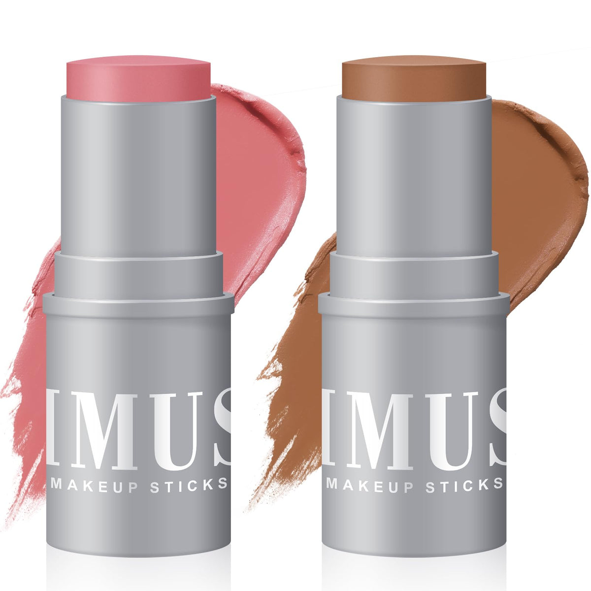 Kimuse Cream Contour Stick Duo - Vegan Blush & Bronzer, Long Lasting, 0.29Oz (Pack Of