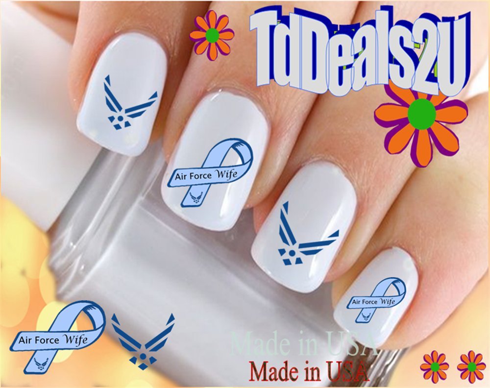 Hipzysticky Military Air Force Wife Nail Decals - 4 Ribbon Waterslide Acrylic Art