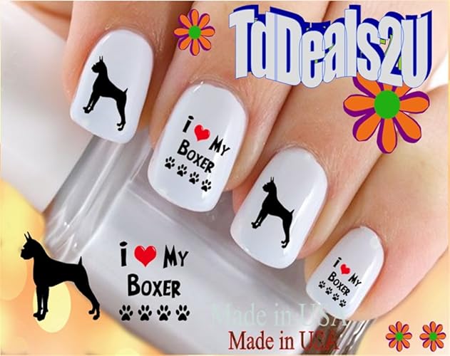 Hipzysticky Nail Art Decals - Boxer Love Waterslide Stickers For Diy Nail Accessories