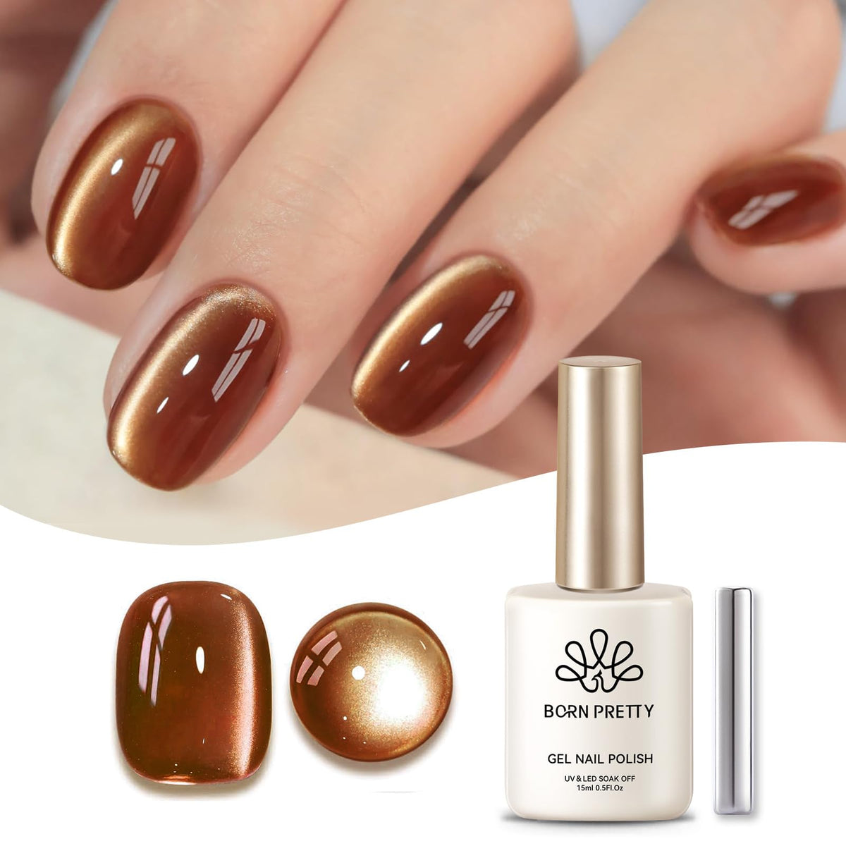 Born Pretty Moonlight Brown Cat Magnetic Gel Nail Polish, 15Ml - Glitter Soak Off For Diy Art