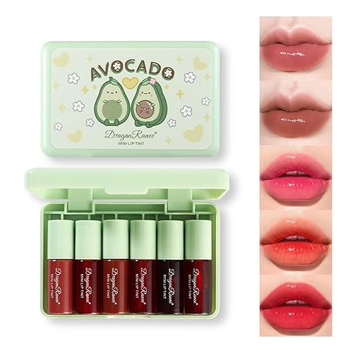 Minfei 6 Colors Lip Tint Stain Set - Korean Velvet Water Lip Tint, Waterproof Makeup