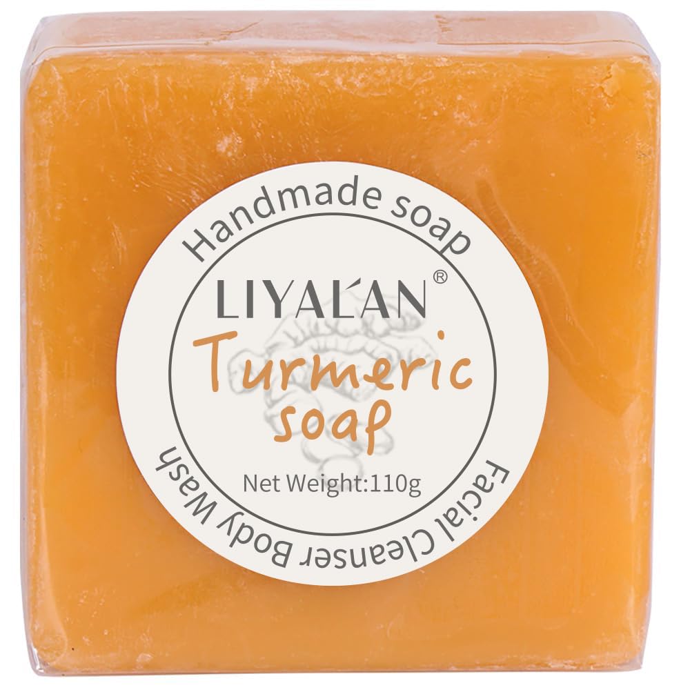 Liyalan Turmeric Soap Bar - Natural Vegan Handmade For Smooth Skin & Deep Cleansing, 3.88 Oz