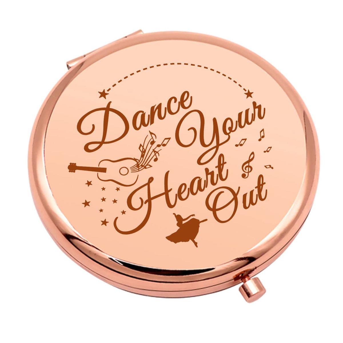 Mwphuy Rose Gold Compact Makeup Mirror For Dance Lovers - Inspirational Gift For Women And Girls