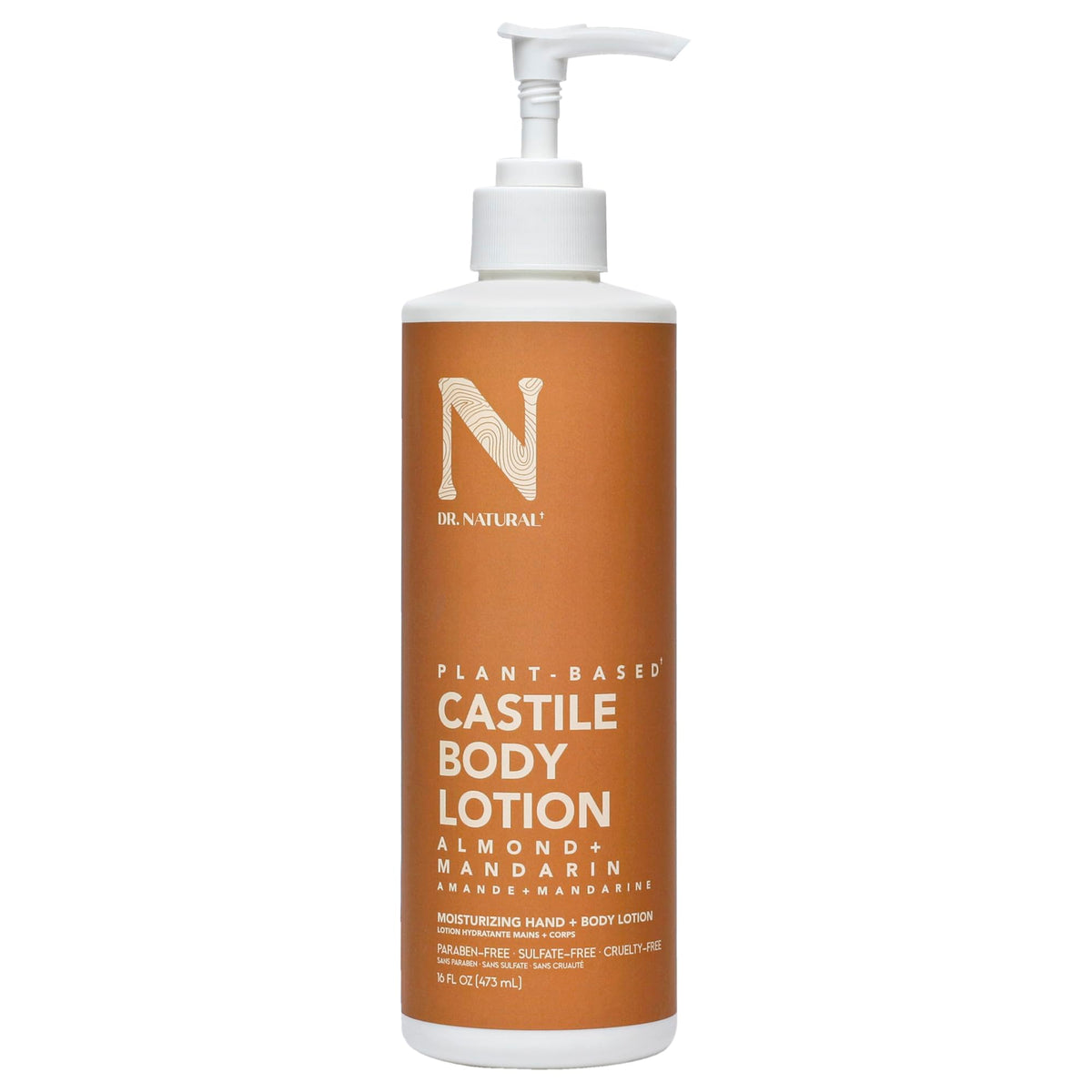 Dr Natural Castile Body Lotion  Almond  16 oz  PlantBased  ParabenFree  SulfateFree  CrueltyFree  Made with Organic Shea