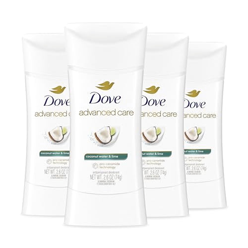 Dove Advanced Care Antiperspirant Deodorant Stick, Coconut Water & Lime, 4 Ct, 72H Odor Control