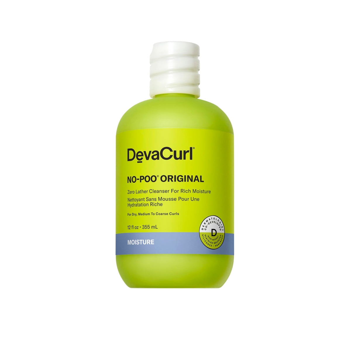 Devacurl No-Poo Original Zero Lather Cleanser, Rich Moisture, Fresh Rose, 12 Fl. Oz.