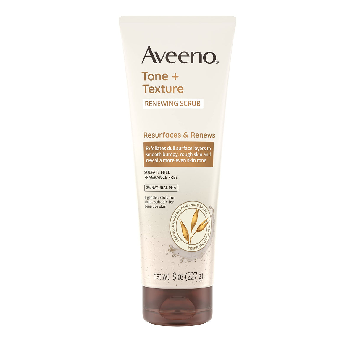 Aveeno Fragrance-Free Body Scrub, 8 Oz - Exfoliating Prebiotic Oat Formula For Sensitive Skin