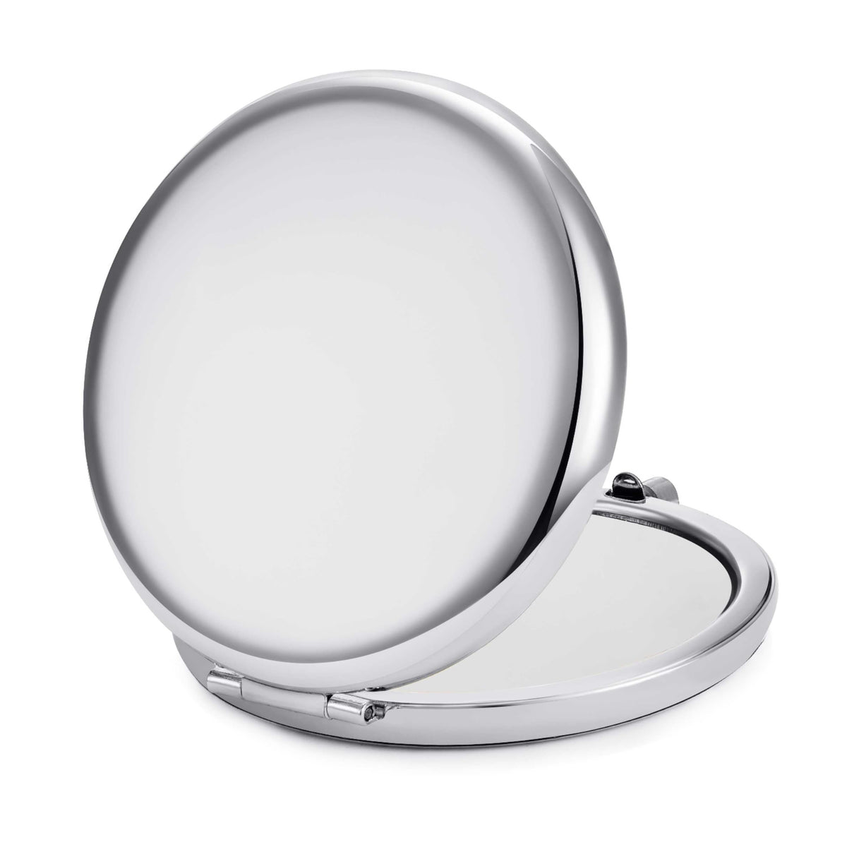 Mllxx Compact Mirror - Double-Sided 1X/2X Magnifying, Portable Metal Makeup Mirror, Silver