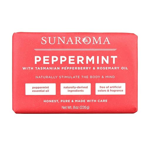 Sunaroma Peppermint & Rosemary Soap - 8.5Oz Moisturizing Natural Cleanser