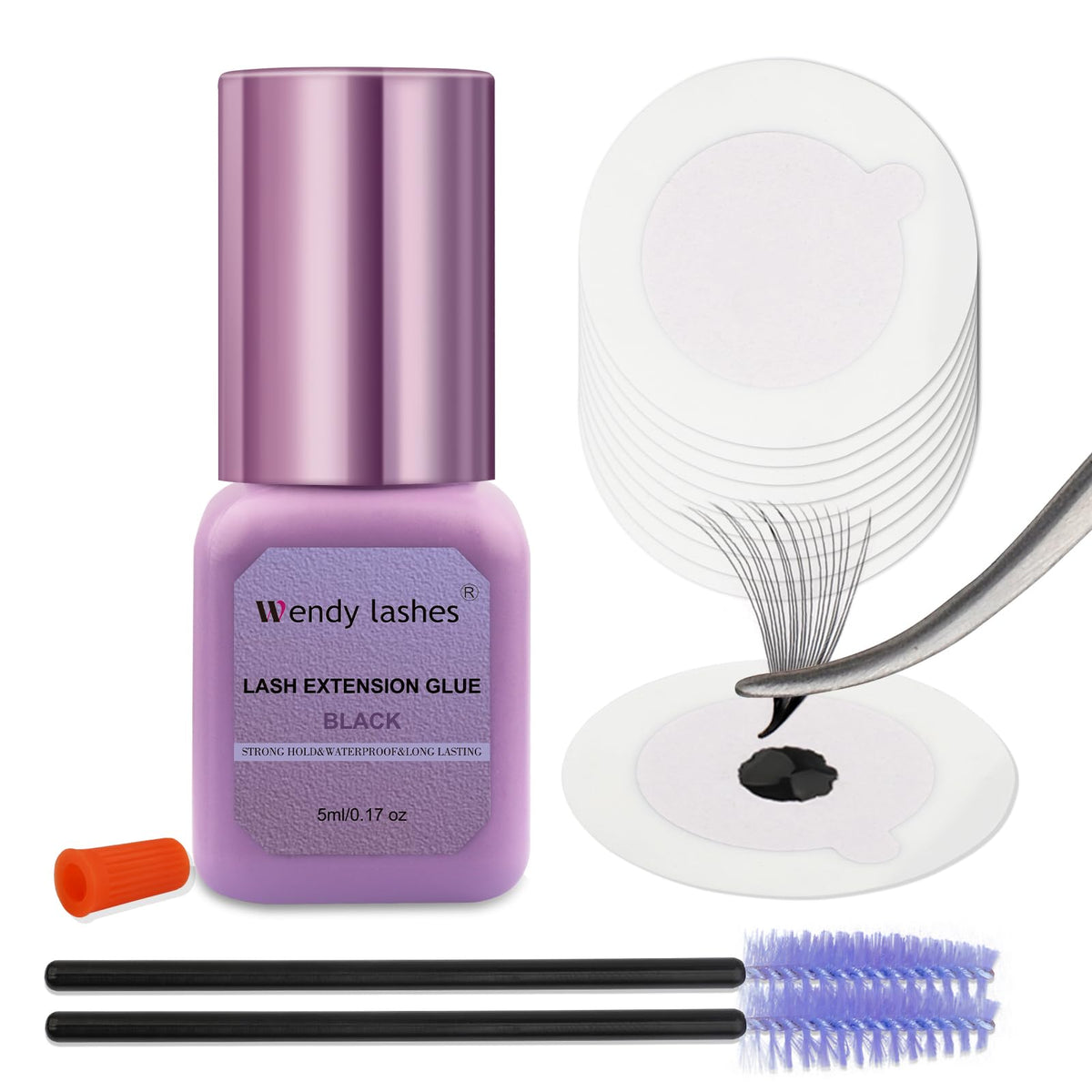 Wendy Lashes Fast Drying Black Lash Extension Glue 5Ml - Strong Hold, Waterproof, Low Irritation