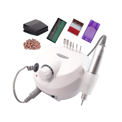 MPNETDEAL Electric Nail Drill 30000RPM with Foot Pedal for Acrylic & Natural Nails - White