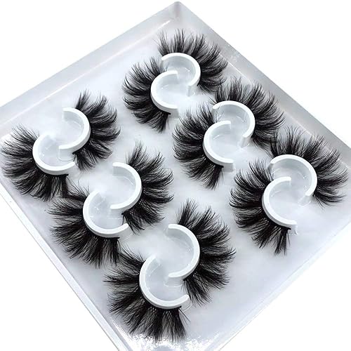 HBZGTLAD 6 Pairs Faux Mink 3D Fluffy False Eyelashes - Natural Strip Lashes Pack (MDF