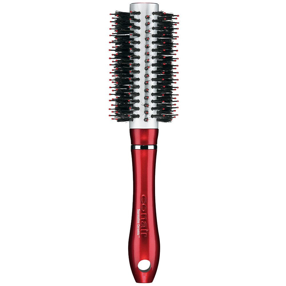 Conair Tourmaline Round Brush, Medium Size, Red Ceramic Hair Styling Tool, 1 Count