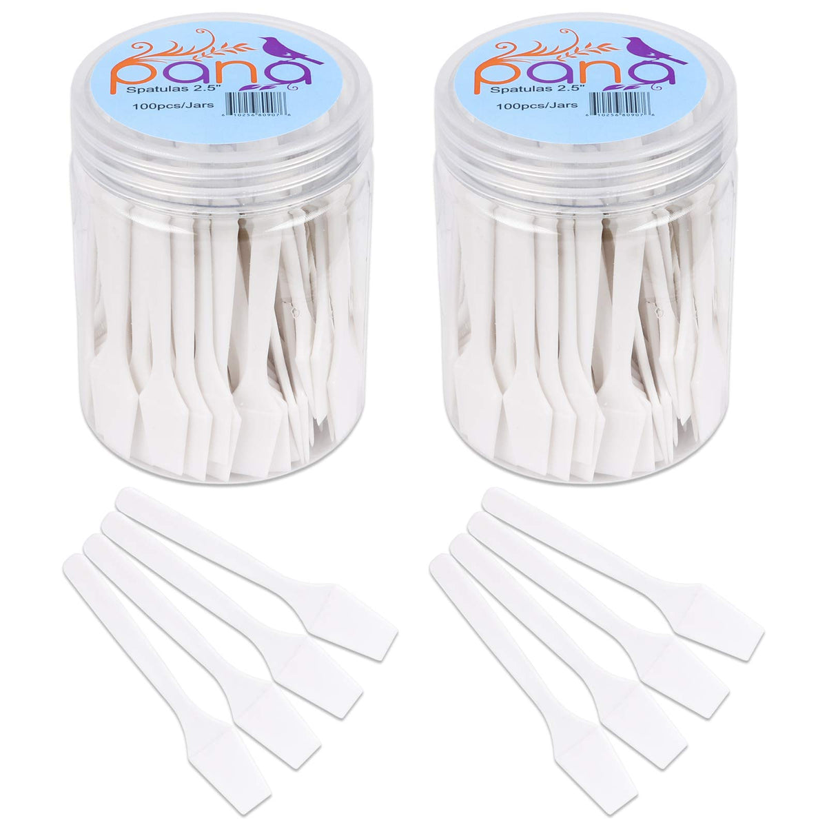 Pana 200 White Disposable Plastic Spatulas For Skin Care & Facial Masks - 2.5&quot; Each