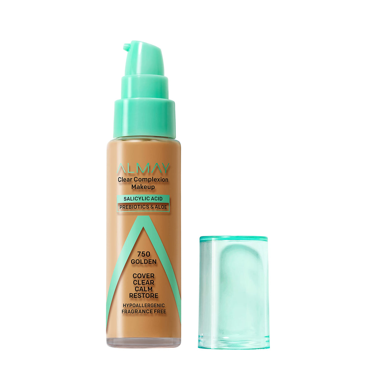 Almay Clear Complexion Acne Foundation, 750 Golden, Lightweight, Hypoallergenic, 1 Fl Oz.