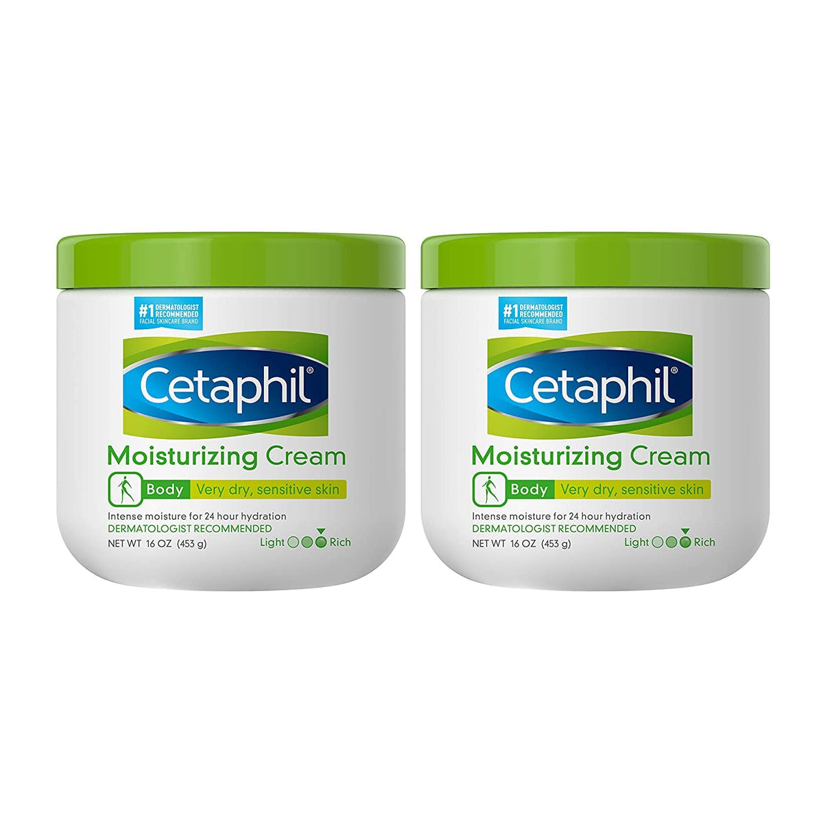 Cetaphil Moisturizing Cream 16Oz (Pack Of 2) - Hydrating, Fragrance-Free Body Cream For Sensitive Skin